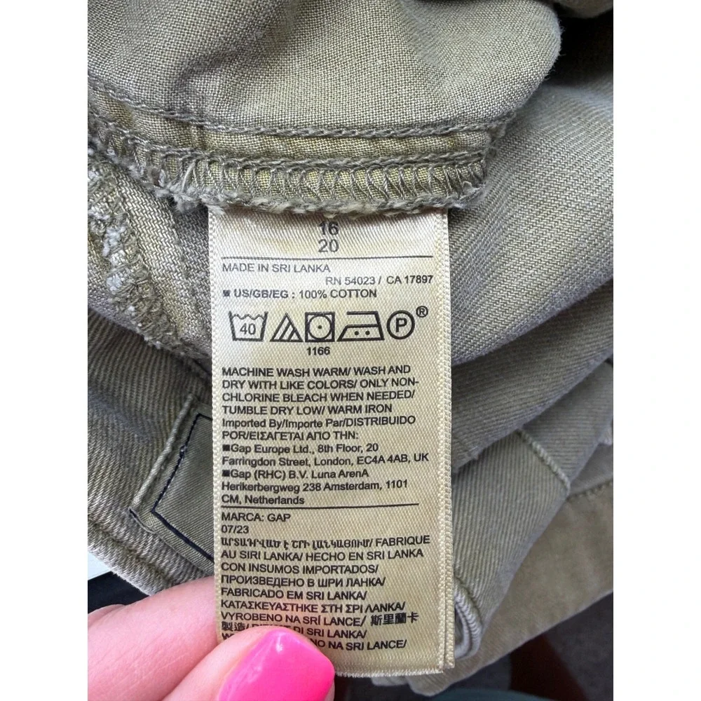 Gap Loose Khaki Cargo Women 16 x 28 Desert Cactus Green Wide Leg Utility Pants